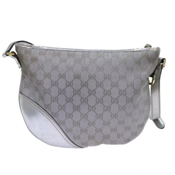 GUCCI GG Canvas Shoulder Bag Silver Auth 71301 - Picture 3 of 16